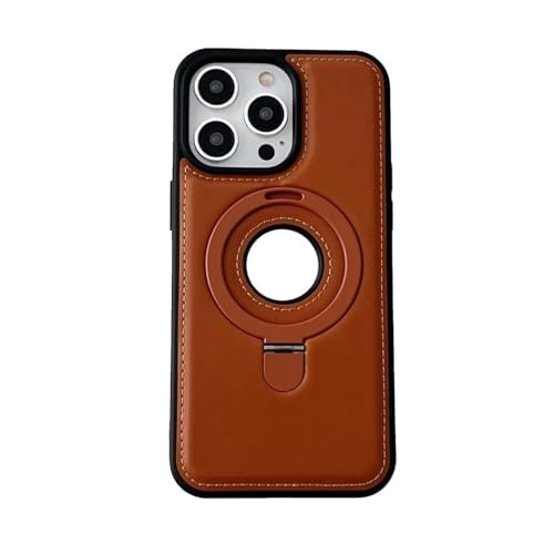 Leather Phone Case, Luxurious & High-end Invisible Stand for iPhone Case, Luxury Leather Invisible Stand for iPhone Case (Brown,14)