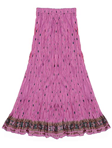 Ayurvastram Pure Cotton Crinkled Crushed Block Printed Long Skirt
