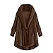 Xmiral Giacca Inverno Donna Taglie Forti Bottone Top Peluche Cappotto in Lana Cardigan Allentato con Cappuccio (S,3- caffè)