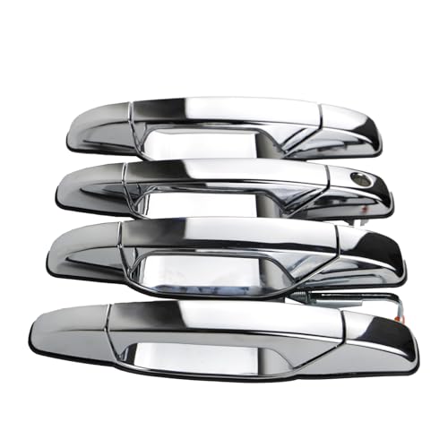 4PCS Exterior Chrome Door Handles Compatible with 2007-2014 Cadillac Escalade Chevy Silverado Suburban Tahoe Avalanche GMC Sierra Yukon Front Rear Driver & Passenger OE 22738721 20828258 20828237