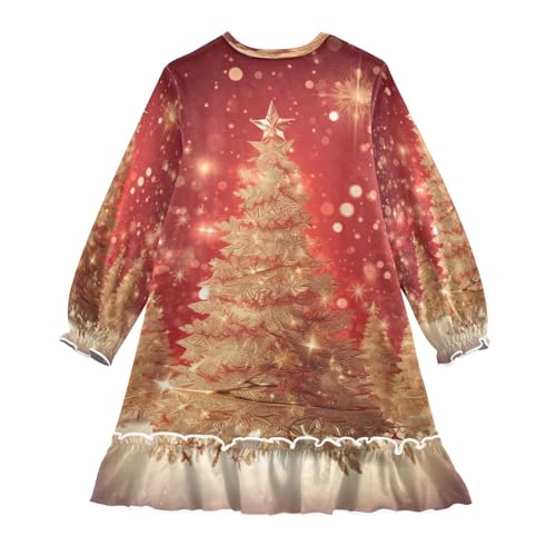 Bolaz Nightgowns Sleepwear Lightweight Nightdress Soft Pajamas Dress Christmas Gold Trees for 3-10 Years2