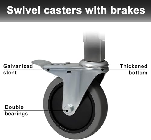 3-Tier Stainless Steel Utility Cart, Kitchen Trolley Cart, Rolling Serving Carts 330lbs Capacity Catering Shelf with Locking Wheels for Kitchen, Restaurant, Hotels, Home, Café, 95x50x95cm