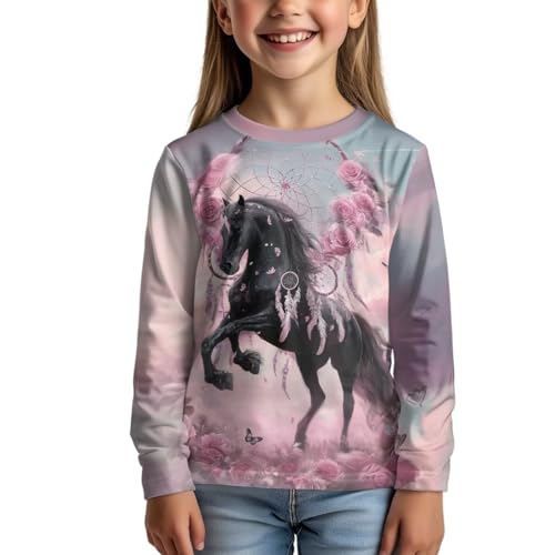 Image of WELLFLYHOM Long Sleeve T-Shirt for Boys Girls 3-16 Years Old Tee Tops Crewneck Pullover Shirts Fall Outfits