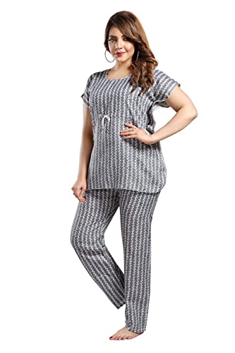 Image of Fabme Women's Cotton Printed Kaftan and Pyjama Set
