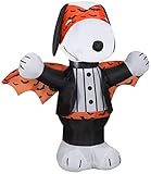 Gemmy Airblown Inflatable Snoopy w/Orange Vampire Print Peanuts, 3 ft Tall, Multicolored