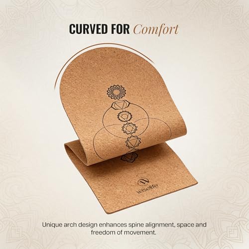 Image of Wiselife Arch Cork Natural Rubber Yoga Mat with Yoga Mat Bag 6MM | Extra Large Extra Wide | Anti skid Anti slip for Yoga & Workout (Cork 7 chakra)