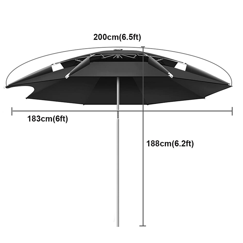 Ombrellone da Spiaggia Portatile Protezione Solare Ultra Leggero Ombrello Parasole con Ancoraggio Sabbia per Pesca, Mare, Campeggio（Grigio） Ø 200 cm (Size : 2M/6.5ft)