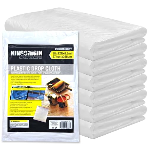 Plastic Drop Cloths 6 Pack for Painting and Furniture
