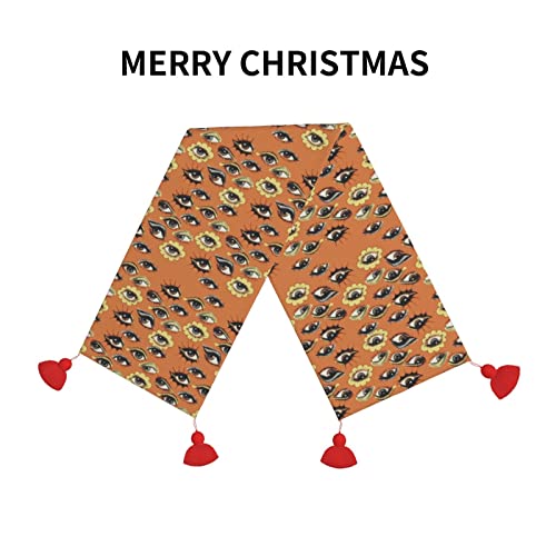 Christmas Table Runner Good-Luck-Greek-Evil-Eye Modern Table Decor Long Table Cover #TOP2