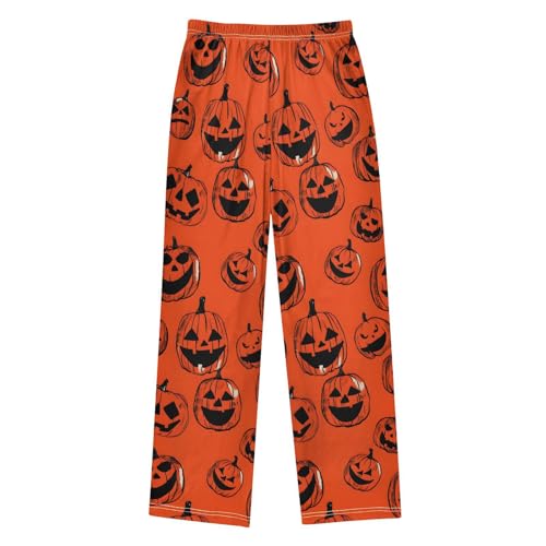 Halloween Pajama Pants Pumpkin Red Background Long Sleep Pants Lounge Bottoms2