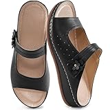 FUDYNMALC Womens Slides Sandals Orthopedic: Size 7, Black, Comfortable Summer Beach Platform Shoes Ladies Dressy Walking Wedge