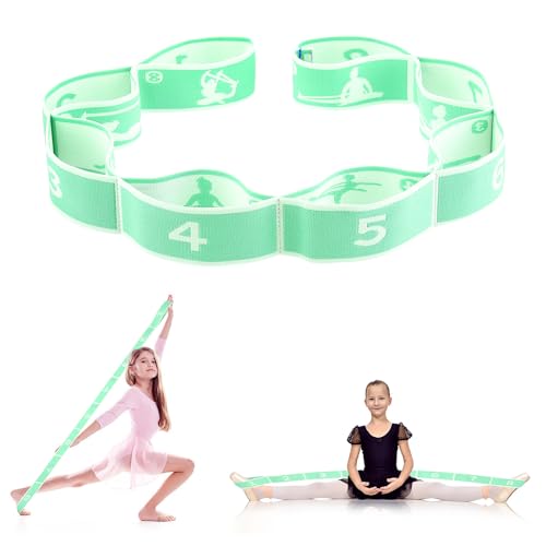 Stretching Strap, Multi-Loop Elastic Yoga Stretch Strap Flexible Stretch Resistance Bands Stretching Equipment for Physical Therapy, Pilates, Yoga, Dance, Gymnastics Exercise (Green)