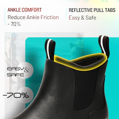 Image of Furuian Men's Deck Boots Waterproof Ankle Rain Boots Fishing Boots