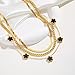 Gold Layered Necklace for Women - 3Pcs 18K Gold Plated Floral Necklaces, Stainless Steel Stackable Cuban Link Chain Non Tarnish Trendy Jewelry, Herringbone Chokers Christmas Birthday Gifts for Her