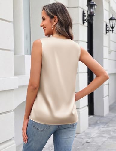 Zeagoo Womens Tank Tops Loose Fit Silk Satin Sleeveless Blouses - image 2