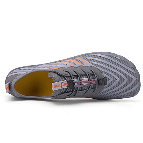 Teechodina Unisex Traillaufschuhe Herren Damen Wanderschuhe Barfußschuhe Laufschuhe Knit Sneaker Fitnessschuhe Fivefinger Zehenschuhe, Grau-B, 43