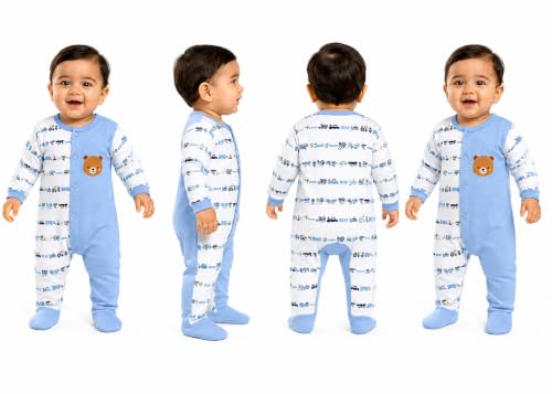 Image of Baby Boy Single Romper 100% Cotton Full Sleeve Onesie with Front Snap Buttons