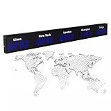 World Time Zones - Orologio elettronico da parete con display digitale a LED, per aziende multinazionali, hotel, ufficio