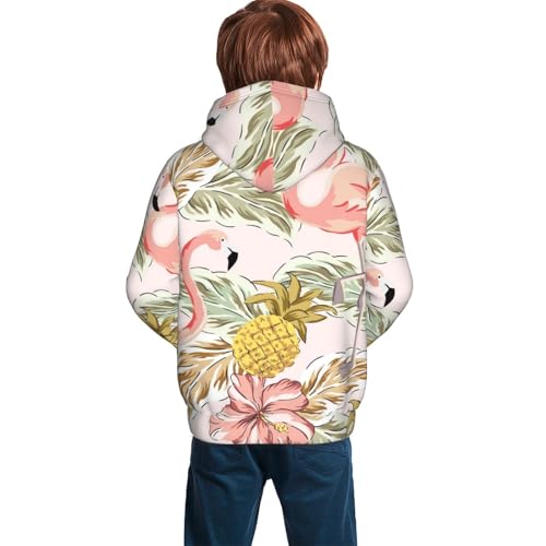 Tropical Pink Flamingo Pineapple Kid Hoodies Boys Sweatshirts Girls Pullover with Pocket4