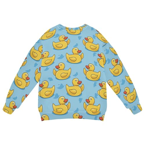 JUNZAN Cute Cartoon Rubber Ducks on Blue Kids Boys Pullover Hoodie Fleece Hoodies for Girls Party 4T2