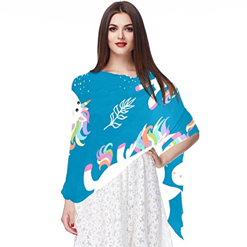 Foulard mousseline de soie pour femme avec motif licorne