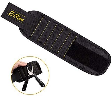 ErKan Magnetic Wristband with 5 Super Powerful Magnet for Holding Tools Screws, Nails, Drill Bits,and Scissors