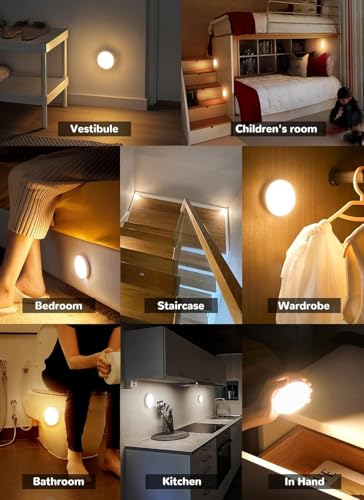 Image of Homelist 8 Pack Motion Sensor Lights Indoor, Rechargeable Wireless LED Puck Lights, Battery Operated Motion Sensor Night Light for Closet, Stairs, Kitchen, Cabinet, Toilet