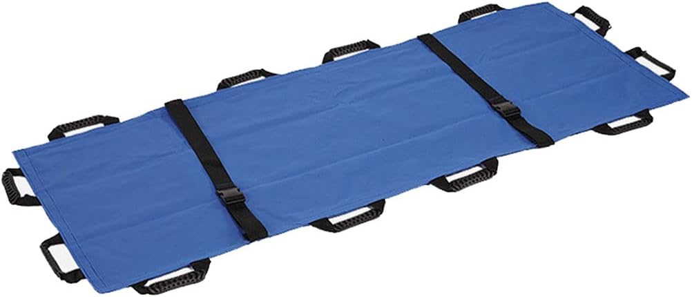 Cloth Stretcher Simple Stretcher Stretcher Folding Nursing Emergency Mobile Home, Clinic, Hospital, Breathable Lightweight Waterproof Stretcher Patient Moving Seat Safety Belt with Storage Bag