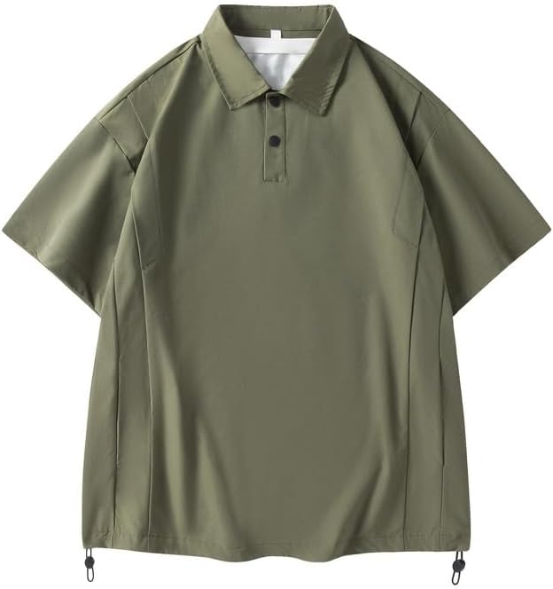 Japanese Collar Casual Loose Polyester Fiber Short Sleeved Top Shirt(Gray,Small)
