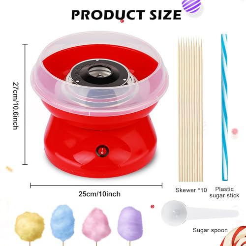 Zuckerwattemaschine, Retro Cotton Candy Machine 450W für Zuhause, Zuckerwatte Maschine mit Zubehör und Stäbchen Einfach zu Bedienen Leicht zu Reinigen Ideal für Partys und Kindergeburtstag Rot – Bild 3