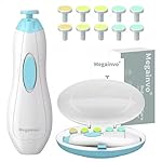 Baby Nail Clippers Electric Baby Nail Trimmer with LED Light Whisper Safe Nail File for Newborn Toddler Kids Toes Fingernails Care Kit with 10 Grinding Heads Battery Operated (Not Included) - Blue