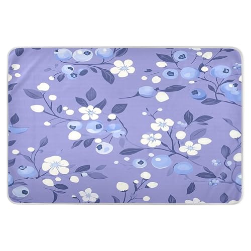 BOESI Doodle Blueberry and White Flower Waterproof Pads for Bedwetting and Incontinence, Reusable Pads, Reusable Diaper Pads for Bed, Sofa, Travel