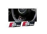  robigal x2 Adhesivos SLine A1 A2 A3 A4 A5 A6 A7 A8 Q5 S Line Volante Altavoces Emblema Logo Sticker Rojo/Negro Adesivo Pegatina