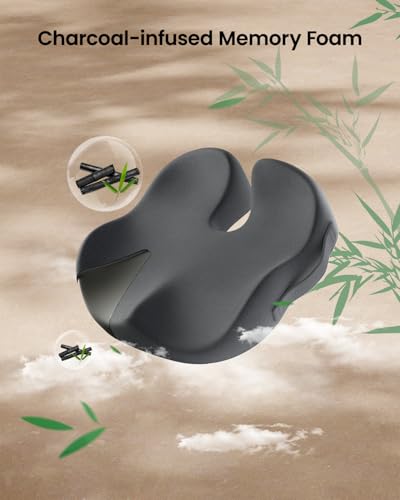 Image of ProtoArc Seat Cushion, Office Chair Cushion for Sciatica, Coccyx Cushion, Ergonomic Memory Foam Seat Cushion for Car, Home, Pressure Relief Pad for Hip, Tailbone, All Day Comfort - Dark Gray