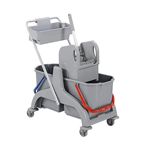 BELLANET Wischwagen, robuster Profi Hygiene- & Reinigungswagen mit Presse und 2 x 18 Liter Eimern – aus 50% Recycling-Material