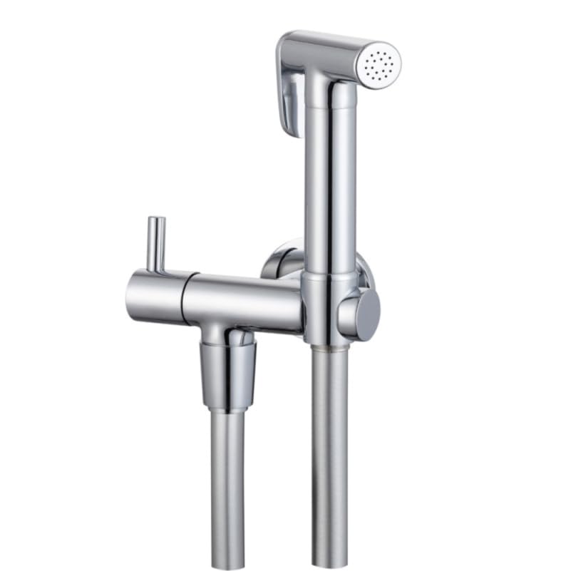 Shattaf FEZD doccetta per Bidet con Miscelatore, Supporto e Flessibile, Acqua Fredda, Finitura Cromo, tonda