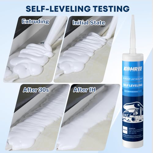 Kohree RV Roof Sealant 4 Pack, Self-Leveling Lap Sealant White, RV Caulking for Roofing, Maintenance, Repair