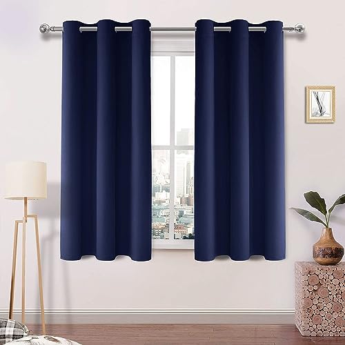 Image of DWCN Blackout Curtains for Bedroom Living Room 42 inch x 54 inch 2 Panels Navy Blue