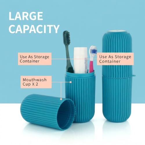 Image of iSTAR Plastic Portable Toothbrush Storage Case for Travel Bathroom Hiking Camping Pen Pencil Stationery Box for Healthy Life (Sky Blue, Pack of 2)