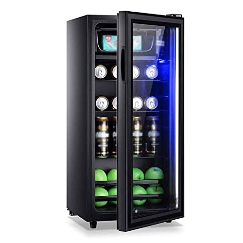 118L Beverage Refrigerator Cooler, Mini Bar Cabinet Freestanding Ultra Cool Mini Drink Fridge with Glass Door Small Refrigerator with Adjustable Shelves Perfect for Home,Bar, Office