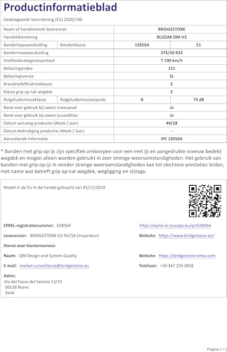Bridgestone Blizzak Dm V2 ( 275/50 R22 111T, Nordic Compound ) - 6