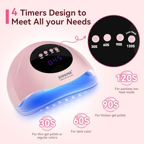 Image of JODSONE Quick U V LED Nail Lamp with 4 Timer Settings Auto Sensor Nail Dryer Pink
