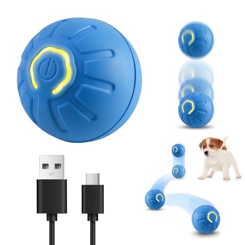 Electric Interactive Dog Toy Ball Automatic Active Rolling Balls for Small Medium Dogs Cats Self Moving Bouncing Jumping Rechargeable Funny Pet Toys for Boredom Puppy Cat Kitten Indoor Outdoor(Blue)