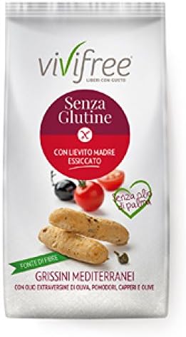 Vivifree breadsticks Mediterranean Gluten With Extra Virgin Olive Oil, Tomato, Capers and Olives 150g