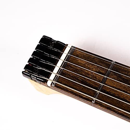 Eart Headless Electric Guitar Gw2 Fixed Bridge For 6 String Travel Guitar, Stainless Steel Frets, Poplar Burl Venner Top, Purple #TOP5