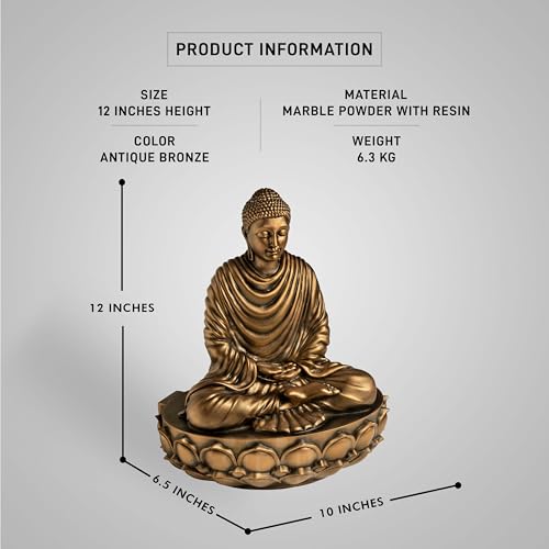 Image of SILAII Gautama Buddha Statue for Home Decor - 1 Feet | Antique Bronze Buddha Showpiece for Home & Office | Spiritual Buddha Idols for Home Decor