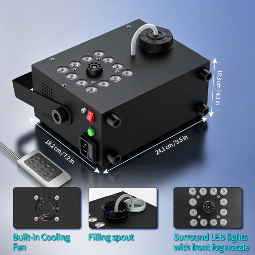 Máquina de humo LED con control remoto y luces integradas miniatura 2