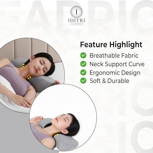 Image of Graphene Memory Foam Pillow, Ergonomic Cervical Neck Support, Breathable Mesh Fabric, Machine Washable Cover, Invisible Zipper, Relief for Pain and Spinal Stress,45 x 19 x 10 cm