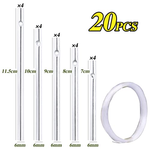 BHGT 20 Stück Windspiel Röhren Basteln - Aluminiumrohr Klangstäbe für Garten Deko - Metall Anhänger für Draußen - Aluminiumlegierungsrohre Zubehör