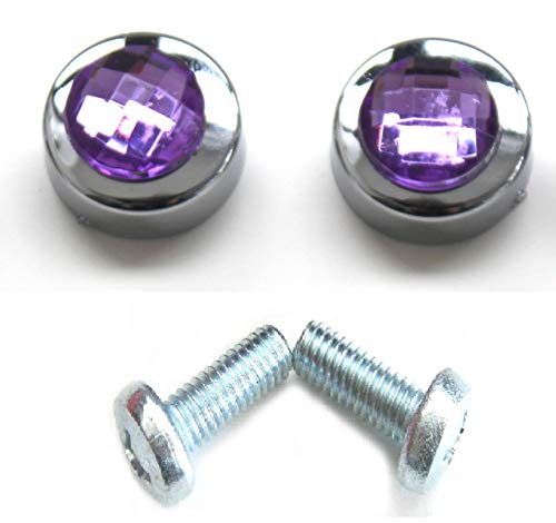 Hotblings 2 Row Full Purple Rhinestone Bling Sparkle Metal License Plate Frame & Caps #TOP3